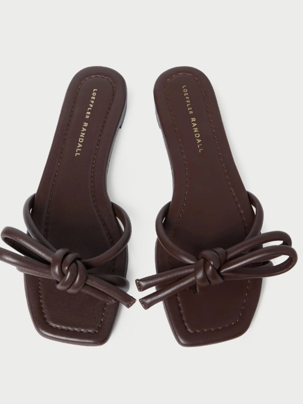 Loeffler Randall Sandals Hadley Bow in Chocolate Brown Leather